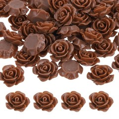 13mm Resin Rose Flatback Charms, 60 Pcs Cabochon Embellishment, Dark Brown