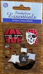 New Essentials Pirates Skeleton Treasure Coins Ship Halloween Scrapbook Stickers