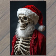STICKER Skeleton Santa Claus Beard Red Hat Creepy Grim Christmas Horror Xmas