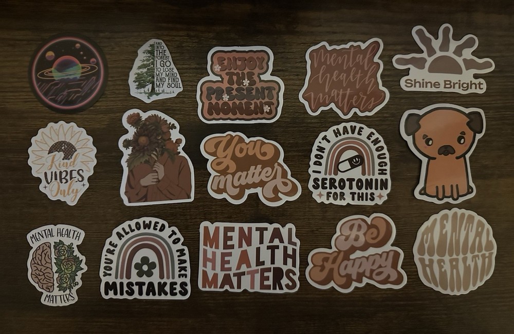 Lot of 15 Positive Affirmation Stickers Smile Happy Mental Health Matters