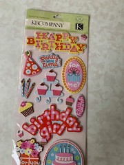 K&COMPANY CHIPBOARD ADHESIVE SWEETIE BIRTHDAY 19PCS