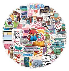 50pcs Book Lover Vinyl Stickers, Love Books, Book Worm, Reading, 024