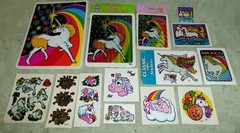 Vintage 80s BJ Decal Specialties Unicorn Sticker Lot Prism Vinyl Foil Rainbow