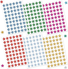 1,620 Holographic Glitter Star Stickers 0.6″, 6 Colors Self-Adhesive Mini Sti…