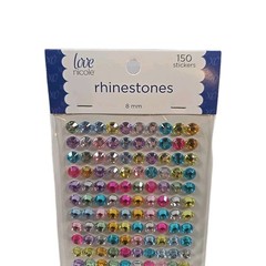 New Love Nicole Multicolor Rhinestone Stickers 8MM Craft Embellishment 150 Count