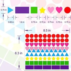 2016 PCS Multi-Shaped Color Coding Stickers 7 Colors Multi-shape size S-2016pcs