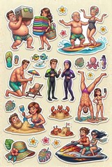 Vacation Beach Ocean Water Sticker Sheet Journal Embellishments PICK A Set