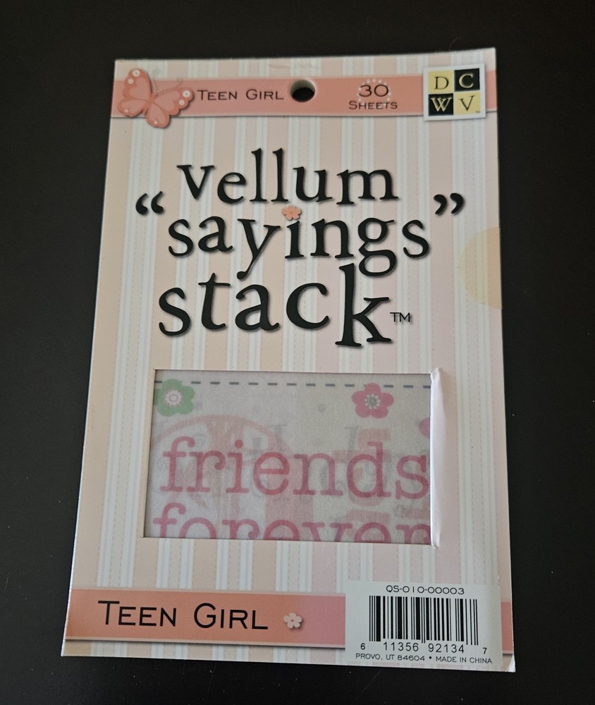 DCWV Diecuts with a View Sayings Vellum TEEN GIRL Stack 30 Sheets NEW