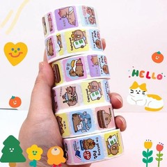 500 Sheets/Roll Cute Kapibara Coiled Stickers – Waterproof PET Decals for DIY Jo