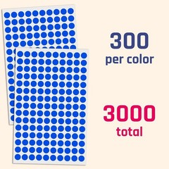10 Color Round Stickers – 3000 Labels, Perfect for Home and Office Organization