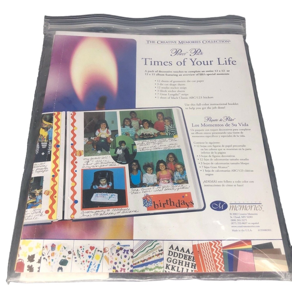 Creative Memories Power Pack TIMES OF YOUR LIFE Paper Stickers ABC’s