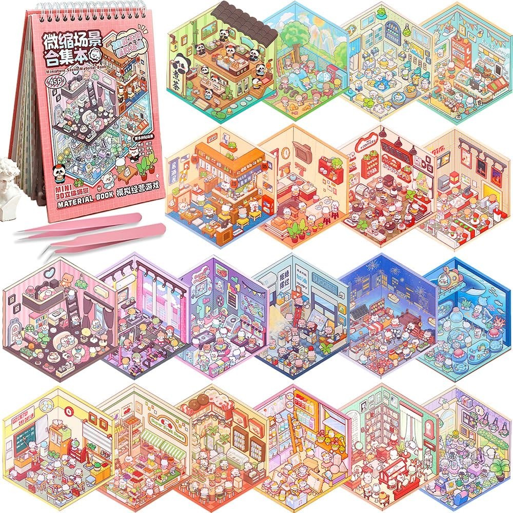 20 DIY 3D Sticker Scene Book for Adults & Kids, Craft Therapy Art Gift