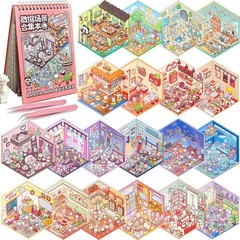 20 DIY 3D Sticker Scene Book for Adults & Kids, Craft Therapy Art Gift