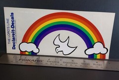 Vintage Stickers Rainbow Clouds Clear Decal Bumper Sticker Religious Jesus 1979