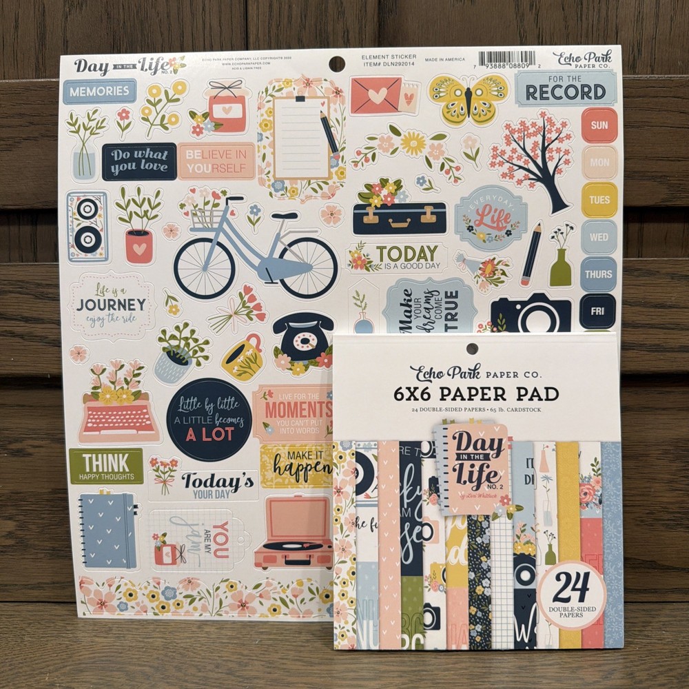 Echo Park Day In The Life 6×6 Scrapbook Paper Pad & Sticker Lot