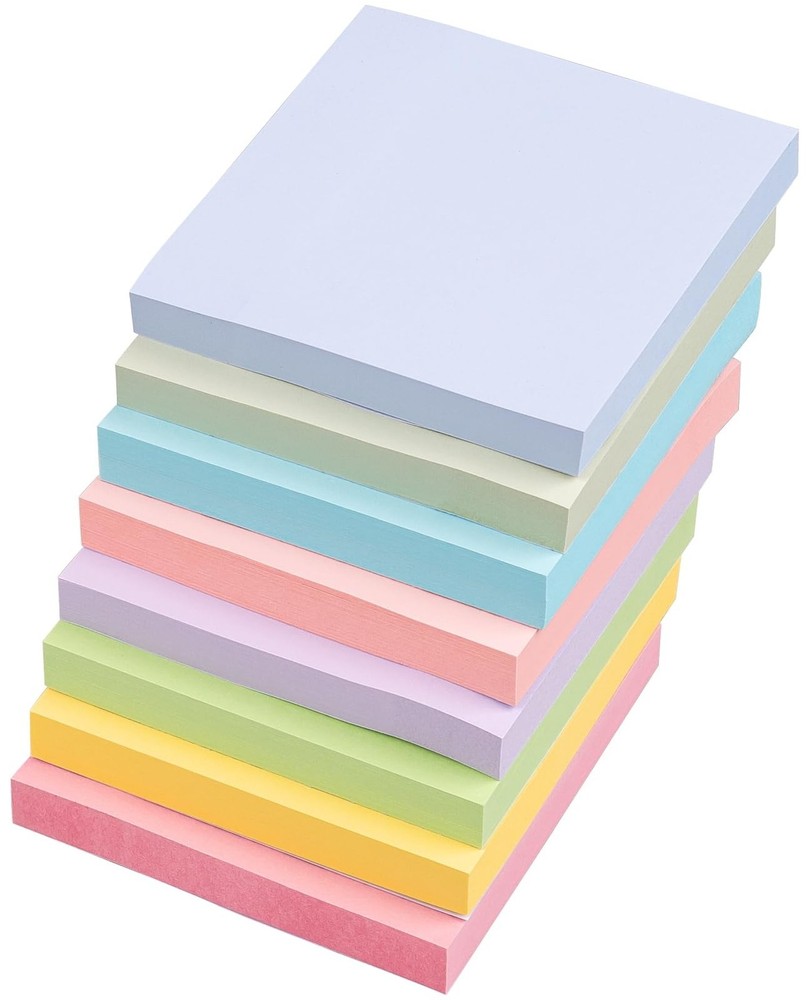 Sticky Notes 3×3 Inches, 8 Pads, 800 Sheets, 8 Color Sticky Note Pads, Premiu…