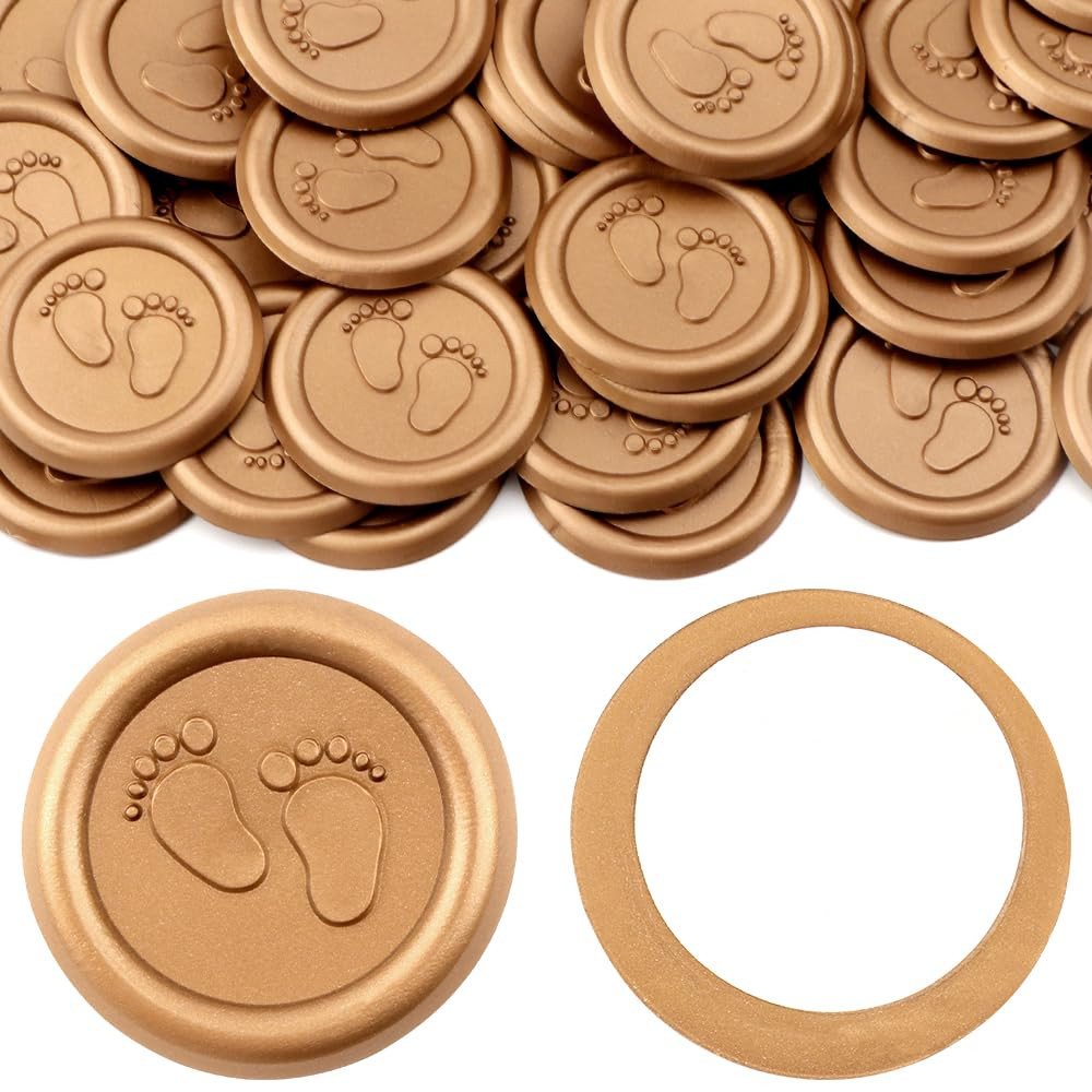 25Pcs Footprint Wax Seal Stickers,Gold Self Adhesive Envelope Seal Stickers,Grea