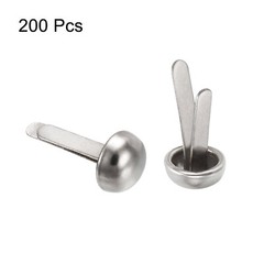 200pcs 6x12mm Mini Brads Round Paper Fasteners for Art Crafting, Silver Tone
