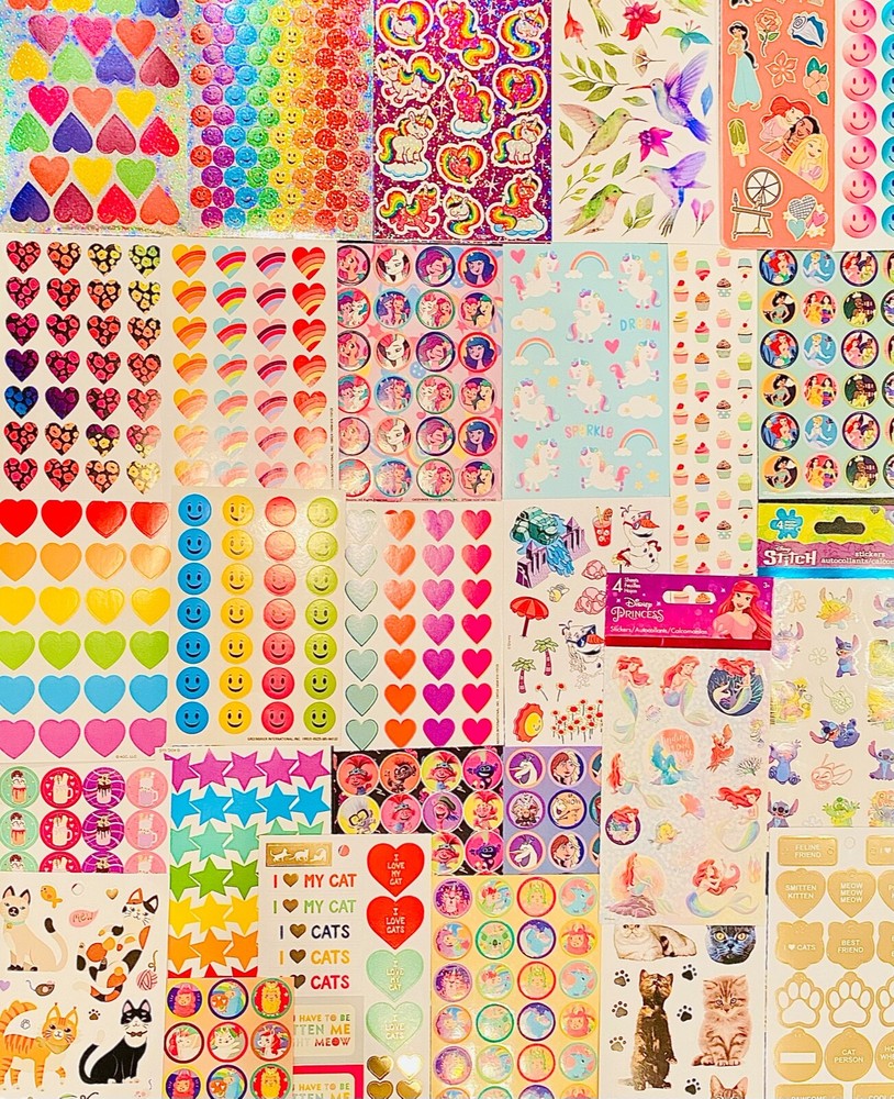 979+ STICKERS Smiley Faces Hearts Stars Rainbows Unicorns Princess WHOLESALE