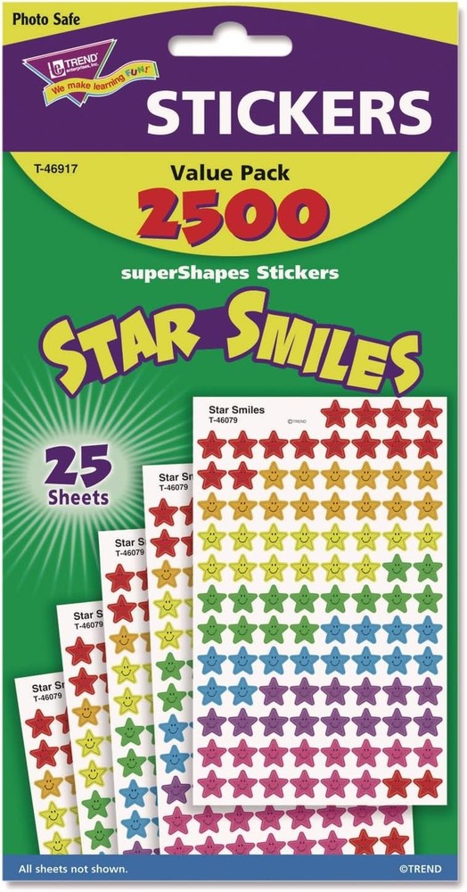 T-46917 Star Smiles superShapes Stickers Value Pack 2500/Pack