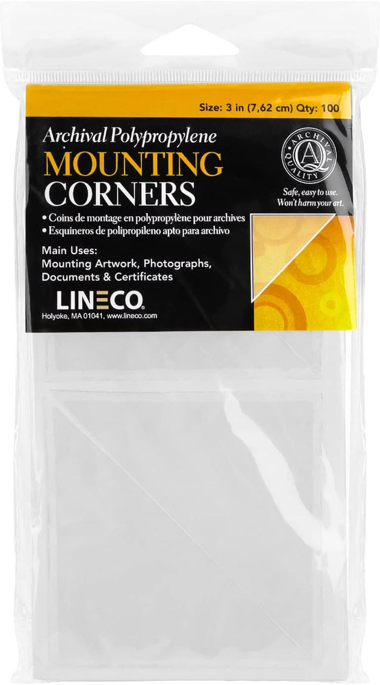 , Archival Polypropylene Mounting Corners, Acrylic Self-Adhesive Acid-Free Non-Y