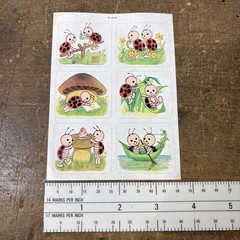 Vtg NOS Dennison Seals Anthropomorphic Lady Bugs Stickers