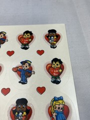 Valentine’s Day Vintage Sticker Sheet Little Girls Boys 1950’s Look Hearts Love