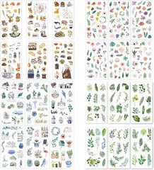 48 Sheets Watercolor Fantasy Scrapbook Washi Paper Stickers Set for Junk Journal