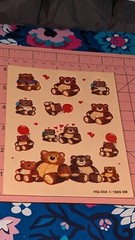 Vintage Teddy Bear Stickers 3M Post It Teddy Bears Hearts 1 Sheet