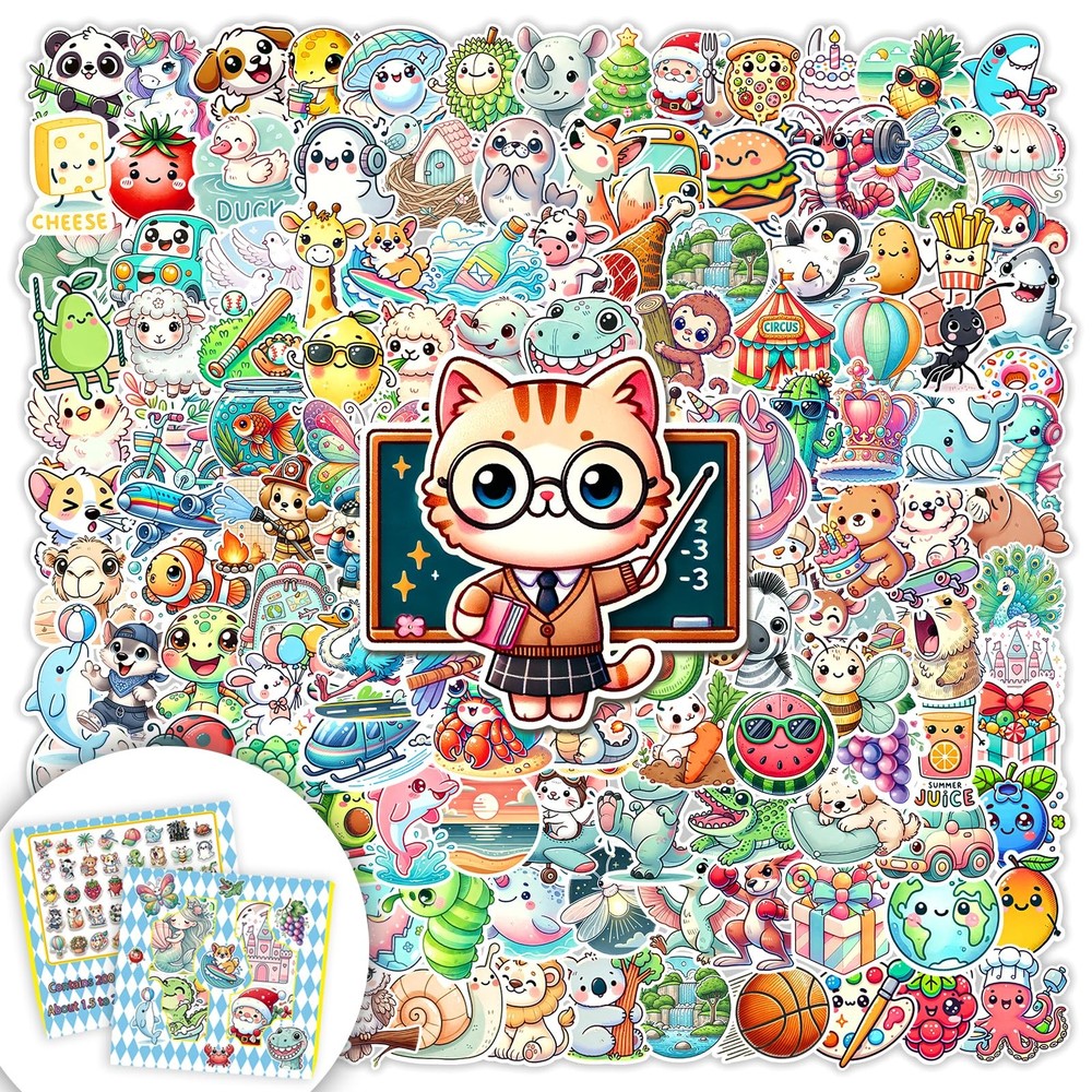 200PCS Cute Water Bottle Stickers – Funny Animal Fruit Stickers for Kids Adul…