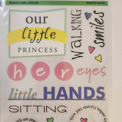 NEW Lot 2 Sheets Stickers BABY GIRL Phrase Cafe Words Phrases Quotes -G