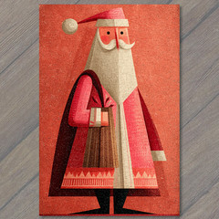 STICKER Abstract Santa Pink Red White Minimalist Christmas Modern Retro Geomet