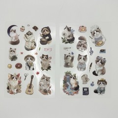 Cute Ragdoll Kitten Stickers 4 Sheets Multicolor Transparent PET Craft Diary Kid