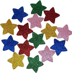 45Pcs Colorful Glitter Foam Stickers- Self Adhesive Star Shape Glitter Sticker f