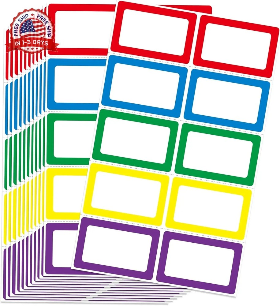 L LIKED 200 Stickers – 3.5″ x 2.25″ Colors Plain Name Tags Stickers with Perfora