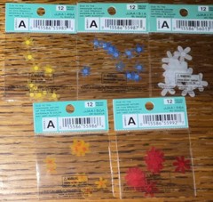 Lot #7 – 5 Packages Jolees Mini Flowers Red Orange Yellow Blue White Scrapbook