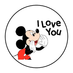 30 MICKEY MOUSE I LOVE YOU STICKERS ENVELOPE SEALS LABELS 1.5″ ROUND CUSTOM