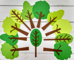 Shades of Green Tree Die Cuts for Bulletin Boards, Scrapbooks & More, Set of 16