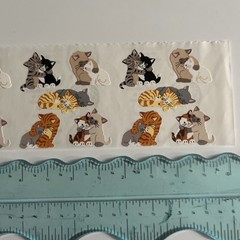 3 Squares Vintage Sandylion Stickers Playful Cats Kittens Sleeping