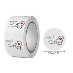 500 Pcs Baked with Love Label Stickers for Bakery Cookie Bags Wedding Christmas
