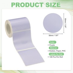 140 Pcs Thermal Sticker Paper, 2×2″ Round Thermal Printer Label, Purple