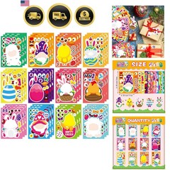 36 PCS Make a Face Stickers for Kids Make Your Own Stickers with Easter Chick…