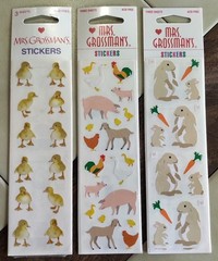 Vtg. Lot of MRS. GROSSMAN’S Farm Animals Stickers: Bunnies, Chicks, Cows, Colts