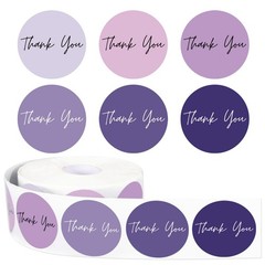 1000 Purple Thank You Stickers – 6 Lavender Colors, Adhesive Seal Decals for Par