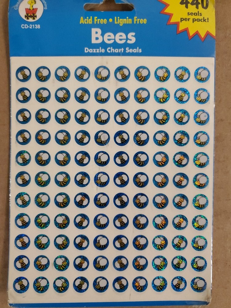 Bees Dazzle Glitter Stickers CD-2138 NEW Pack of 440