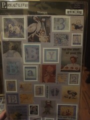 Lot Of 2 Cardstock Sticker Stamps Baby Boy Theme Vintage Look