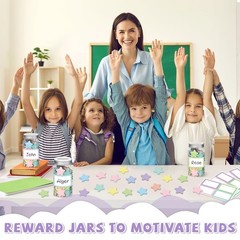 249 PCS Pastel Stars Reward Jars Kids Classroom Coin Incentive Good Behavior