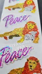 HAMBLY STUDIOS STICKERS PRISMATIC / GLITTER LION AND LAMB * PEACE * VINTAGE RARE