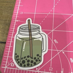 Bubble Tea Boba Drink Stickers Set, Multicolor Food & Drink Theme (4 pcs)