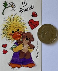 HI FRIEND CHICK Stickers(7pc) 2″x3.5″Suzy’s Zoo•Card Making •Flowers•Animal•Hug